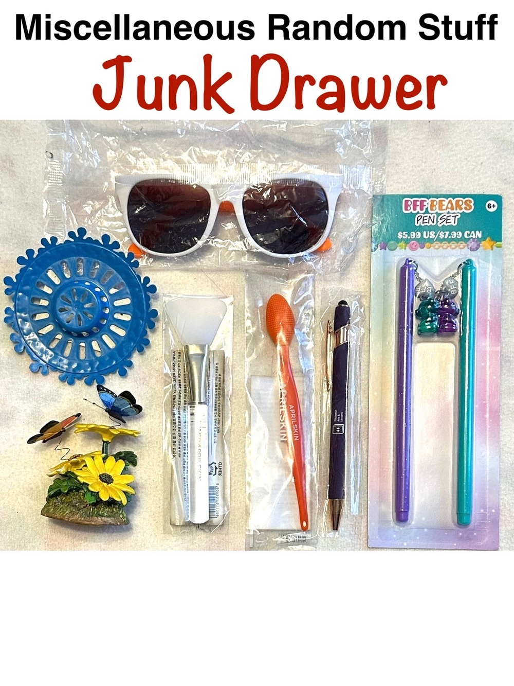 5/$15💥 Miscellaneous Random Stuff Bundle Lot Pens Window Decor Sink Drain Cover